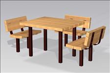 2053 Accessible Table and Chairs (Wood Slats), 