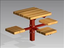 2057-ADA Accessible Integral Table and Seats (Wood Slats)