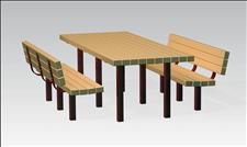 2071 Picnic Table and Benches (Recycled Plastic Slats)