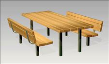 2073 Picnic Table and Benches (Wood Slats)