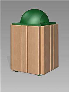 2086-DT Dome Top Litter Container (Wood Surround)