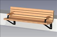 2143-6 Wall-mount Contour Bench with Armrests (Wood Slats) 