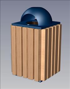 2148-AT Ash/Dome Top Litter Container (Wood Surround) 
