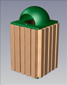 2148-DT Dome Top Litter Container (Wood Surround)