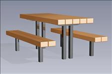 2166 Picnic Table with Seats (Recycled Plastic Slats)